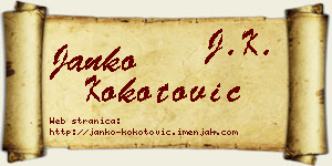 Janko Kokotović vizit kartica